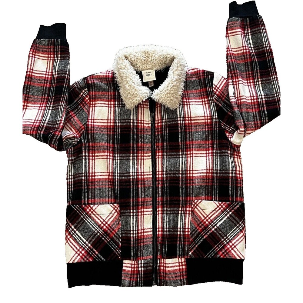 Women's KNOX ROSE Zip Front Sherpa Jacket SZ M